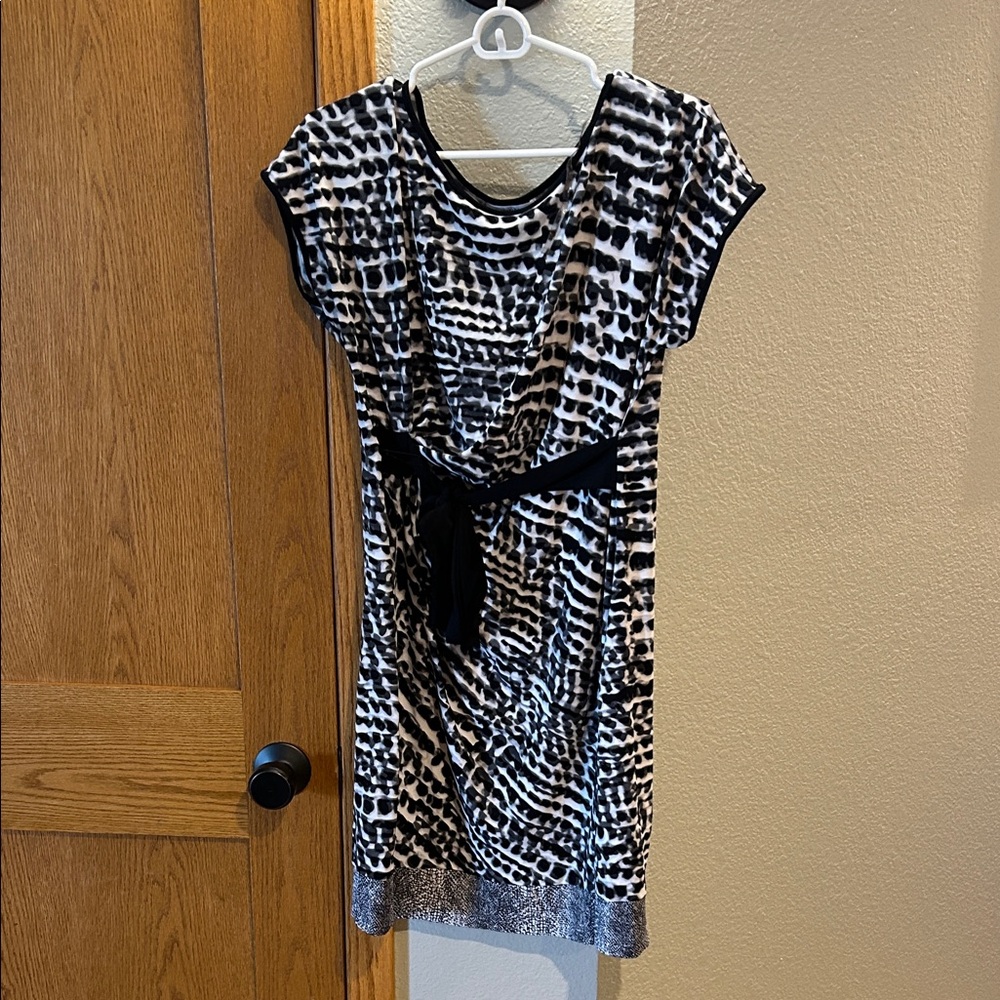 Calvin Klein Black and White Patterned Dress